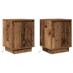 Berkfield Home Bedside Cabinets with LED Lights¬†2 pcs Old Wood 38x34x50 cm - Size: 38 x 34 x 50 cm - thumbnail 3