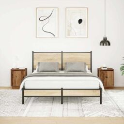 Berkfield Home Bedside Cabinets with LED Lights¬†2 pcs Old Wood 38x34x50 cm - Size: 38 x 34 x 50 cm - thumbnail 4
