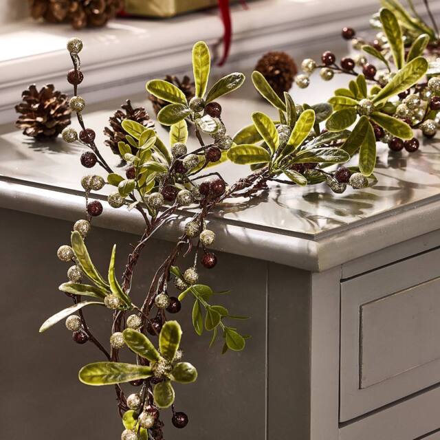 Dibor Copper Mistletoe Light Up Xmas Table Decor Christmas Garland 1.6m - Size: Large - image 1