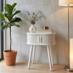 Garden Greatness Maison Ribbed Sand Bedside Table in Cream - Size: 1 Pack