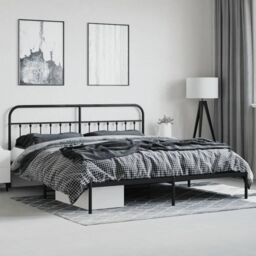 Berkfield Home Metal Bed Frame with Headboard Black 200x200 cm - thumbnail 4