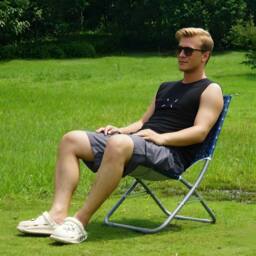 EONLION Adult Blue Folding Beach Chair Portable Metal Garden Patio - Size: 100 cm - thumbnail 2