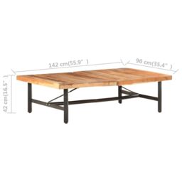 Berkfield Home Coffee Table 142x90x42 cm Solid Acacia Wood in Brown - Size: 142 x 90 x 42 cm - thumbnail 6