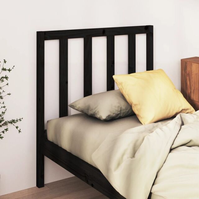 Berkfield Home Bed Headboard Black 106x4x100 cm Solid Wood Pine - Size: 106 x 4 x 100 cm - image 1