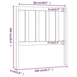 Berkfield Home Bed Headboard Black 106x4x100 cm Solid Wood Pine - Size: 106 x 4 x 100 cm - thumbnail 6