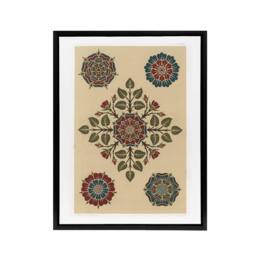 "Artery8 Vintage Stylised Rose Flower Pattern Audsley Framed Canvas Wall Art in Orange - Size: W12"" x H16""" - thumbnail 1