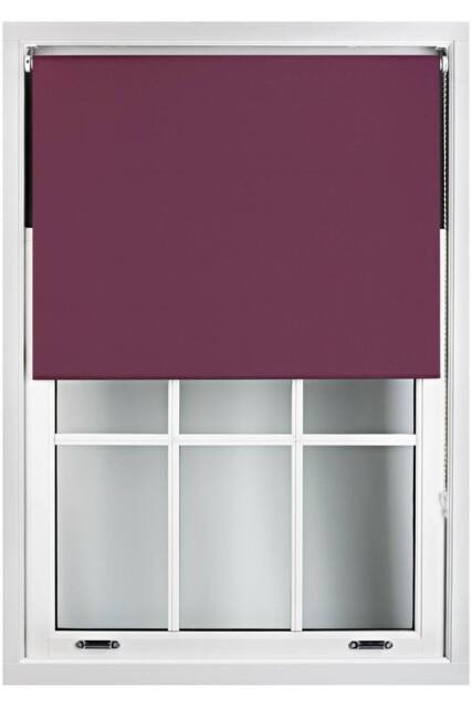 Furnished Aubergine Blackout Roller Blinds - Trimmable Window Shade for Home & Office - Size: 215 cm width x 210 cm drop - image 1