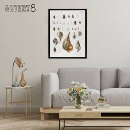 "Artery8 James De Kay Different Types of Sea Shells Framed Canvas Art Print in White - Size: W12"" x H16""" - thumbnail 3