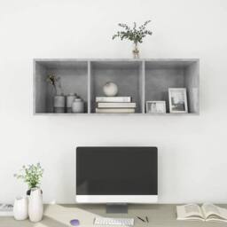 Berkfield Home Practical Wall-mounted TV Cabinet Concrete Grey 37x37x107 cm Engi - Size: 37 x 37 x 107 cm - thumbnail 7