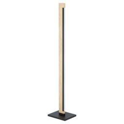 Loops Floor Lamp Light Colour Black Brown Shade White Plastic Bulb LED 22W Included - thumbnail 1