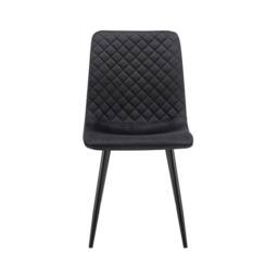 SPETLEK Set of 2 Dining Chairs Velvet Seat Metal Legs Office Living Room in Black