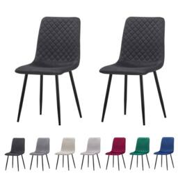 SPETLEK Set of 2 Dining Chairs Velvet Seat Metal Legs Office Living Room in Black - thumbnail 5