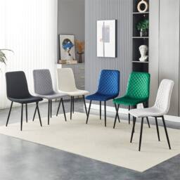 SPETLEK Set of 2 Dining Chairs Velvet Seat Metal Legs Office Living Room in Black - thumbnail 4