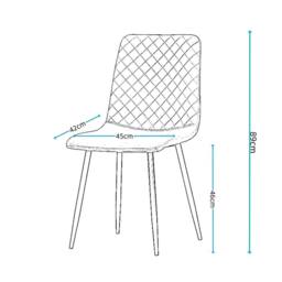 SPETLEK Set of 2 Dining Chairs Velvet Seat Metal Legs Office Living Room in Black - thumbnail 2