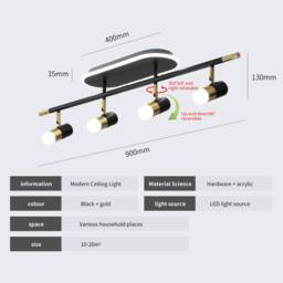 NIVOR 4-Light Dimmable LED Ceiling Track Lighting Rotatable Spotlig in Jet Black - thumbnail 2