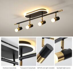 NIVOR 4-Light Dimmable LED Ceiling Track Lighting Rotatable Spotlig in Jet Black - thumbnail 4