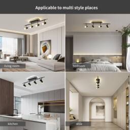 NIVOR 4-Light Dimmable LED Ceiling Track Lighting Rotatable Spotlig in Jet Black - thumbnail 5