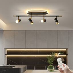 NIVOR 4-Light Dimmable LED Ceiling Track Lighting Rotatable Spotlig in Jet Black
