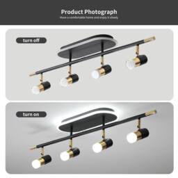 NIVOR 4-Light Dimmable LED Ceiling Track Lighting Rotatable Spotlig in Jet Black - thumbnail 3