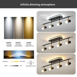 NIVOR 4-Light Dimmable LED Ceiling Track Lighting Rotatable Spotlig in Jet Black - thumbnail 6