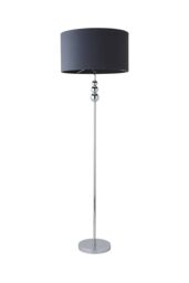 ValueLights Marissa Fabric Drum Shade with Chrome Stacked Ball Floor Lamp with LED Bulb in Charcoal - thumbnail 6
