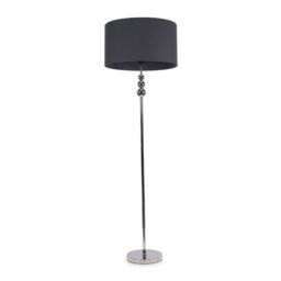 ValueLights Marissa Fabric Drum Shade with Chrome Stacked Ball Floor Lamp with LED Bulb in Charcoal - thumbnail 2