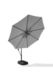 Garden Sanctuary Large 32 LED Lights Cantilever Garden Parasol with Plastic Base in Light Grey - thumbnail 4