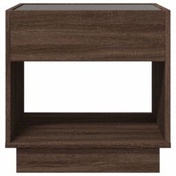 Berkfield Home Bedside Table with Infinity LED Brown Oak 50x50x50 cm - Size: 50 x 50 x 50 cm - thumbnail 6