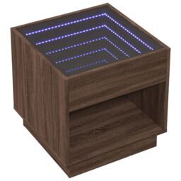 Berkfield Home Bedside Table with Infinity LED Brown Oak 50x50x50 cm - Size: 50 x 50 x 50 cm - thumbnail 3