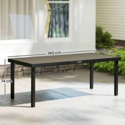 OUTSUNNY Garden Dining Table for 8, Aluminium Frame for Patio, Brown - thumbnail 3