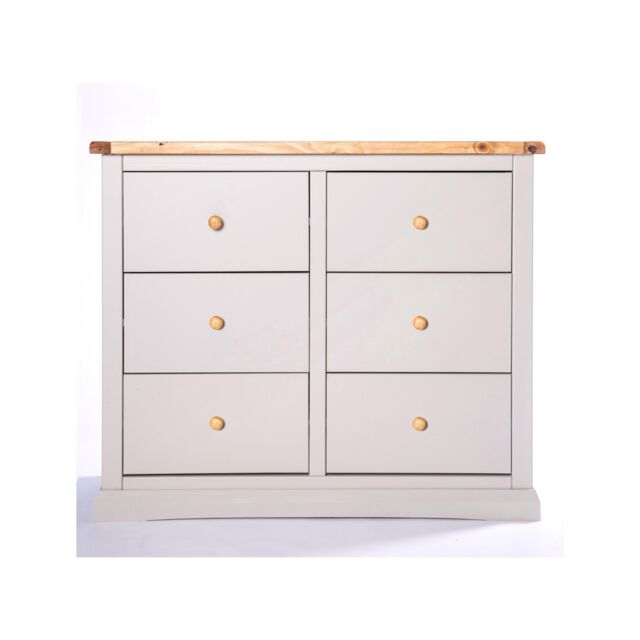 Cabinet Bits Loreo 6 Drawer Chest of Drawers Wood Knob in Light Grey - image 1