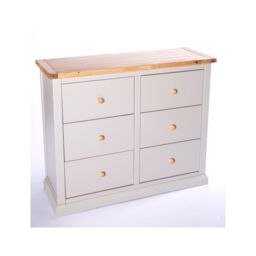 Cabinet Bits Loreo 6 Drawer Chest of Drawers Wood Knob in Light Grey - thumbnail 3