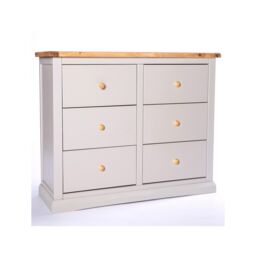 Cabinet Bits Loreo 6 Drawer Chest of Drawers Wood Knob in Light Grey - thumbnail 2