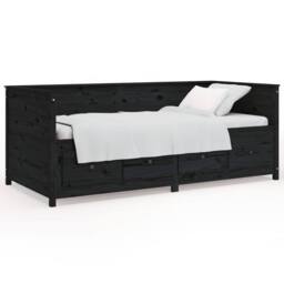 Berkfield Home Beautiful Day Bed Black 90x200 cm Solid Wood Pine - thumbnail 3