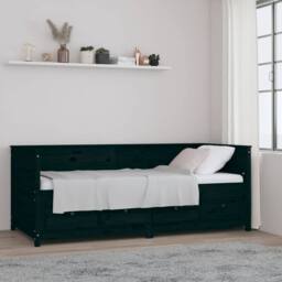 Berkfield Home Beautiful Day Bed Black 90x200 cm Solid Wood Pine - thumbnail 2