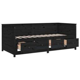 Berkfield Home Beautiful Day Bed Black 90x200 cm Solid Wood Pine - thumbnail 8