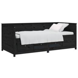 Berkfield Home Beautiful Day Bed Black 90x200 cm Solid Wood Pine - thumbnail 1