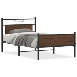Berkfield Home Bed Frame without Mattress Brown Oak 107x203 cm Engineered Wood - thumbnail 2