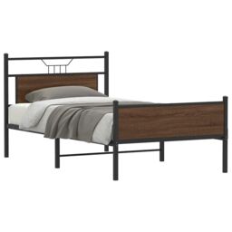 Berkfield Home Bed Frame without Mattress Brown Oak 107x203 cm Engineered Wood - thumbnail 1