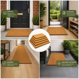 Nicoman Natural Coconut Coir Plain Door Mat in Brown - Size: 40 cm x 60 cm - thumbnail 5