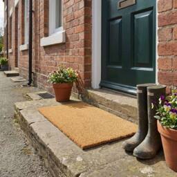 Nicoman Natural Coconut Coir Plain Door Mat in Brown - Size: 40 cm x 60 cm - thumbnail 7
