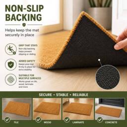 Nicoman Natural Coconut Coir Plain Door Mat in Brown - Size: 40 cm x 60 cm - thumbnail 4
