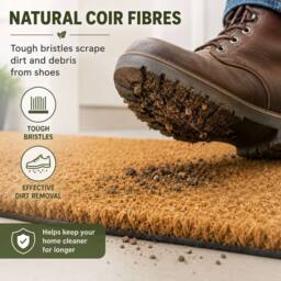 Nicoman Natural Coconut Coir Plain Door Mat in Brown - Size: 40 cm x 60 cm - thumbnail 3