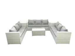 Fimous Rattan Garden Outdoor Furniture Set 9 Seater Garden Sofa Coffee Table Set with Side Table Light Grey Mixed - thumbnail 1