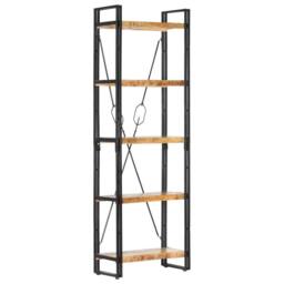 Berkfield Home Beautiful 5-Tier Bookcase 60x30x180 cm Solid Mango Wood in Brown - Size: 60 x 30 x 180 cm - thumbnail 9