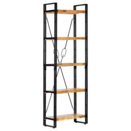 Berkfield Home Beautiful 5-Tier Bookcase 60x30x180 cm Solid Mango Wood in Brown - Size: 60 x 30 x 180 cm - thumbnail 2