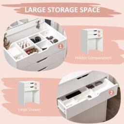 HOMCOM Dressing Table Set Flip up Mirror Stool Drawer & Compartments in White - thumbnail 5