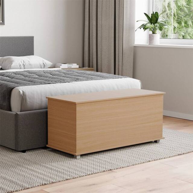 FORGEVIO Ottoman Storage Chest Pine Toy Chest Bedding Blanket Box Large in Brown - image 1