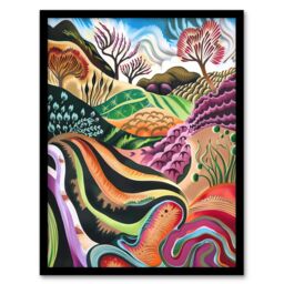 Artery8 Sutton Bank North York Moors Trippy Painting Framed Art Print - Size: A4 - thumbnail 1