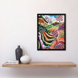 Artery8 Sutton Bank North York Moors Trippy Painting Framed Art Print - Size: A4 - thumbnail 4